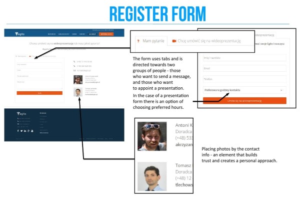 Uproszczono formularz rejestracji, dodano elementy budujące zaufanie i personalizujące kontakt. / fot. UsabilityTools