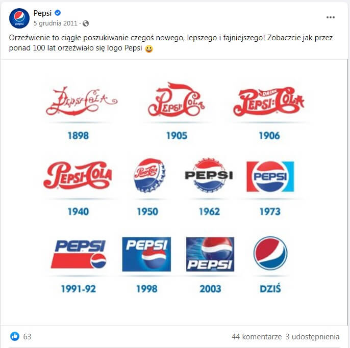 Post z Facebooka marki Pepsi.