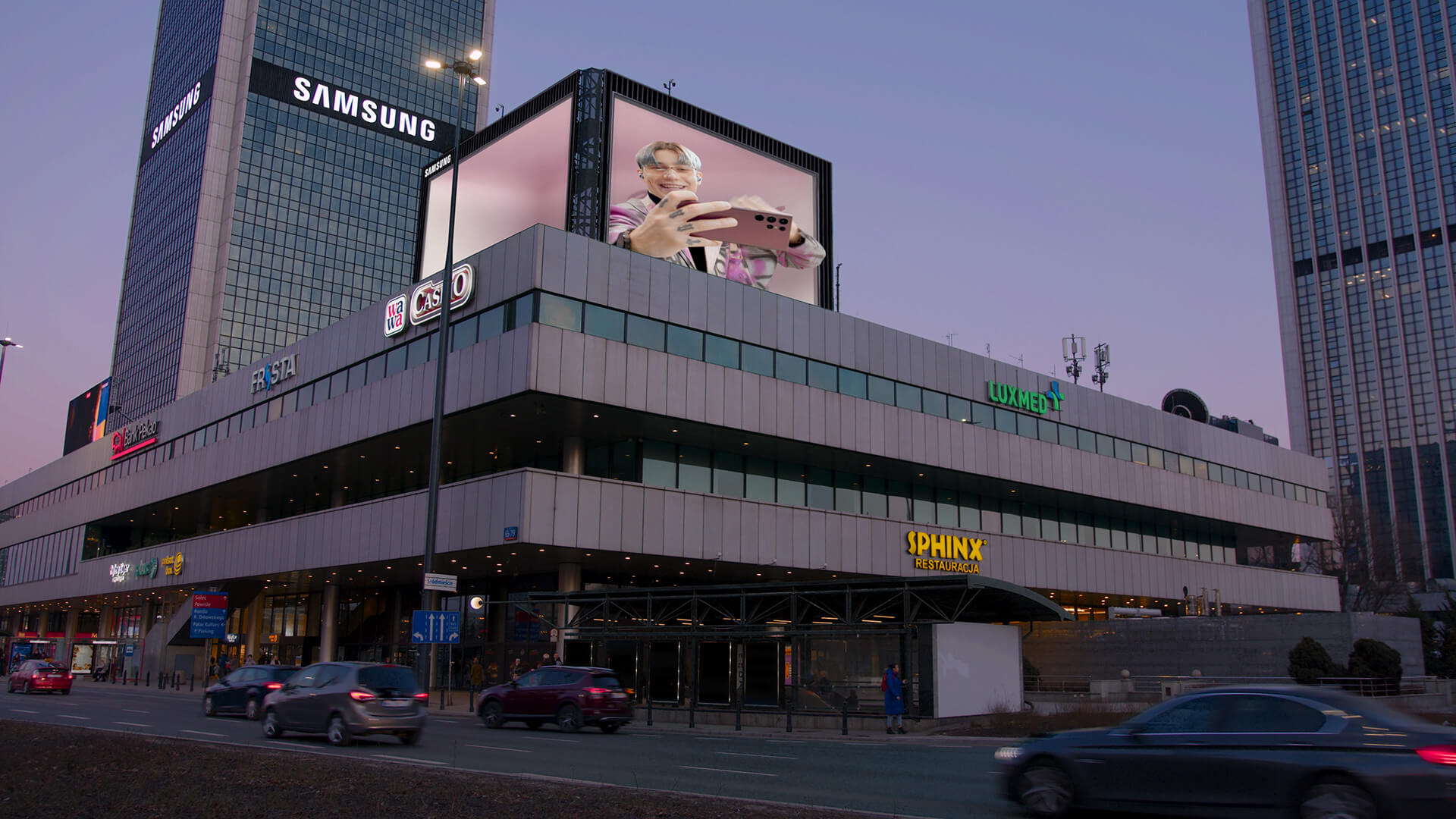 reklama 3D Samsung w Warszawie